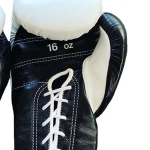 Gants de boxe à lacets Winning, blanc et noir, cuir véritable, professionnels, pour entraînement et sparring, 8oz 10oz 12oz 14oz 16oz - Product Image 4