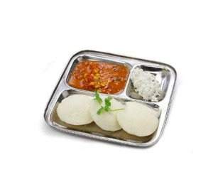 สินค้าขายดีปี 2025 จานสแตนเลสแบ่งช่อง 3 ช่อง จานอาหาร - 3 in 1 รูปทรงสี่เหลี่ยม - Product Image 1