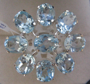Anillo de Topacio Azul Cielo Natural para Mujer Shah Gems, Plata de Ley 925, Corte Ovalado, Diamante Geométrico, Platino y Rodio, para Uso Diario - Product Image 1