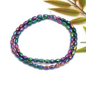 Perles d'hématite en forme de baril arc-en-ciel Kamal Gems, composants et accessoires pour bijoux - Product Image 3