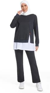 Último Diseño 2026 Conjunto de 2 Piezas Largo para Mujer Musulmana, Traje Deportivo Ligero de Poliéster/Algodón de Secado Rápido y Transpirable - Product Image 4