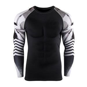 Chemises de compression de sport unisexes pour hommes OEM, en spandex, imprimées en sérigraphie, respirantes, à manches courtes, MMA, marque personnalisée - Product Image 3