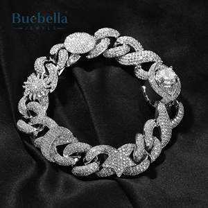 Hot Sale 16mm 18K Gold and 925 Silver Plated Iced Devil Eye Various Planets <b>Cuban</b> <b>Bracelet</b> for <b>Men</b> - Product Image 2