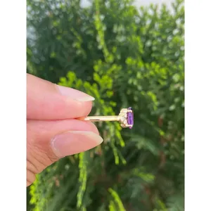 Romantic 14k Gold and Rose Gold Plated Amethyst Diamond <b>Ring</b> Adjustable Inlay Engagement <b>Ring</b> with Number Shape - Product Image 6