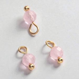 Perles de cristal œil de chat rose facettées de haute qualité, breloques plaquées or, pendentif à boucle, accessoires de fabrication de bijoux pour colliers et bracelets DIY - Product Image 1