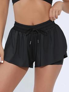 Short chaud élastique taille haute pour femme Couleur unie Slim Fit Sports et Yoga Short portable à l'extérieur - Product Image 5