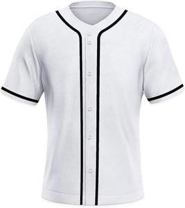 Maillot d'équipe de baseball à manches courtes pour homme avec maillot uni boutonné - Product Image 1