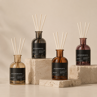 Flacon diffuseur en verre vide personnalisé avec logo, flacon pulvérisateur cosmétique en argile rose mat Morandi, ensemble d'emballage de parfum avec boîte