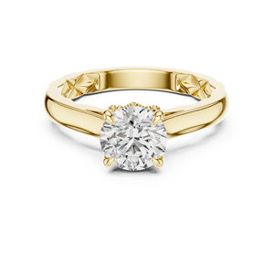 แหวนเพชรทรงกลมทองคำ 14K สำหรับผู้หญิง |   ชุดทำงาน |   เพชรเพาะเลี้ยงใหม่หรูหรา 1.02 กะรัต รับรองโดย IGI - Product Image 1