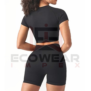 Mono acampanado de cintura alta con logotipo personalizado para levantar glúteos, mono de una pieza para gimnasio, Fitness, yoga para mujer, con bolsillos - Product Image 6
