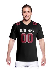 Maillot de football américain personnalisé, noir et rouge, nom de l'équipe, numéro, coupe ajustée, polyester/coton, respirant, séchage rapide - Product Image 2