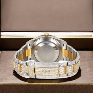 Reloj Moissanite manual 100% con esfera Sunburst, reloj de diamantes con busto de dos tonos a un precio asequible del vendedor indio - Product Image 3