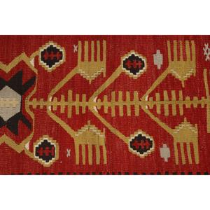 Tapis turc 3,3x4,5 pieds, rouge, patchwork, en laine, avec envers en latex, design traditionnel écologique, poils moyens - Product Image 5