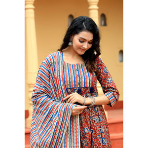 Boutique de robes Anarkali de créateur avec des imprimés floraux audacieux pour les événements d'été Ensemble de costumes Anarkali abordable pour demoiselles d'honneur - Product Image 2