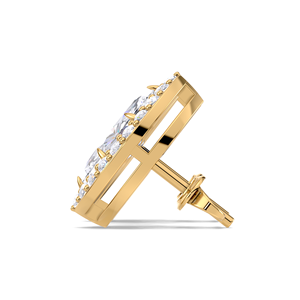 Boucles d'oreilles clous halo en diamant taille marquise 1,288 carats en or jaune, blanc et rose 18 carats, pavé classique, joaillerie fine - Product Image 2