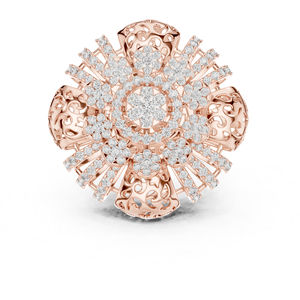 แหวนเพชรทรงกลมสีขาวทอง 14K สำหรับผู้หญิง |   เครื่องประดับสำหรับใส่ทำงาน |   เพชรที่เพาะเลี้ยงใหม่ - Product Image 3