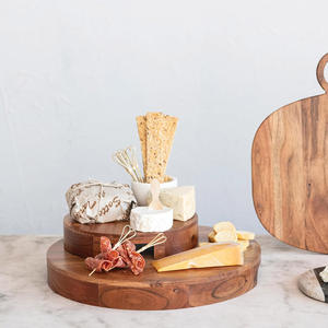 Support de piédestal rond en bois d'acacia pour la décoration de plantes et de cuisine Risers en bois de ferme rustique pour la décoration directe d'usine - Product Image 4