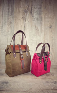 Lunch ciré avec poignées en cuir Sac à lunch imperméable LCLB-0024 - Product Image 4