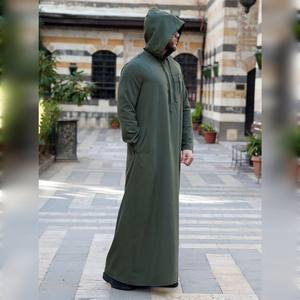 Thobe marocain de luxe pour homme en soie de qualité supérieure, à manches longues, avec poche zippée, broderie artisanale numérique, style traditionnel musulman - Product Image 1