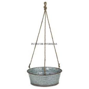 Jardinières suspendues décoratives rondes en métal galvanisé pour l'intérieur et l'extérieur, fabriquées en Inde, à un prix impressionnant - Product Image 2