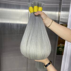 Vente en gros Cheveux argentés longs, lisses et raides à double tirage en vrac Extensions de cheveux humains vietnamiens - Product Image 5
