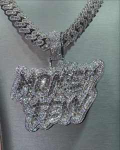 Pendentif diamant Moissanite en argent et or personnalisé de haute qualité bijoux bling hip hop glacés avec breloques rappeur - Product Image 3