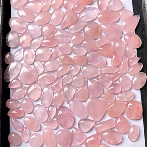 Lot de pierres précieuses en quartz rose naturel de haute qualité, lot de cabochons en quartz rose, pierre précieuse de guérison, cabochon en quartz naturel - Product Image 1