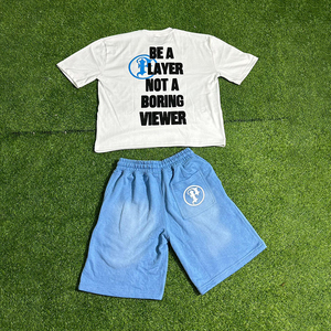 Ensemble de survêtement décontracté pour homme avec logo personnalisé, en coton 100% respirant, t-shirt et short - Product Image 6