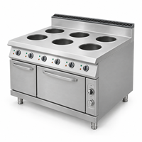 Cuisinière ronde commerciale à 4 ou 6 brûleurs avec armoire, en acier inoxydable, sur pied, à gaz, pour restaurant et restauration