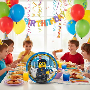 Assiettes de fête Lego City 23 cm, 6 pièces, vaisselle jetable pour la fête d'anniversaire des enfants - Product Image 3