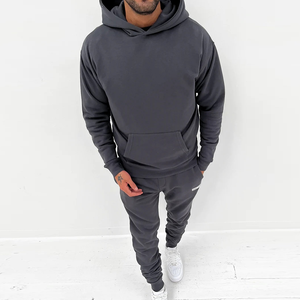 Survêtement de haute qualité pour hommes Streetwear Sweat-shirt à capuche épais délavé au soleil et pantalon baggy évasé - Product Image 2