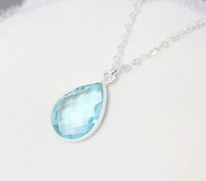 7x10mm Bleu Topaze À Facettes Pendentif Collier pour Femmes Élégant Décembre Pierre De Naissance Collier avec Argent Plaqué Lunette Boîte Chaîne - Product Image 6