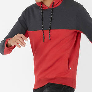 Sweat à capuche pour homme de qualité supérieure, couleur rouge charbon |   Pull en molleton moderne à blocs de couleurs |   Vêtements de rue urbains en coton 100% doux et luxueux pour l'hiver - Product Image 2
