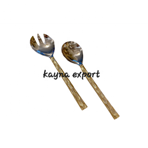 Luxury Handmade Decorative Metal Cutlery Set of 2 <b>Gold</b> Metal Branch Leaf Serving Cutlery Use for Wedding & Restaurant Decoration - Product Image 6