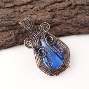 Handmade Tanzanite Fashion Pendant Featuring Pear Cut Blue Gemstone Copper Wire <b>Wrapped</b> Oxidized Silver For <b>Bridal</b> Anniversary - Product Image 4