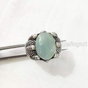 Anillo antiguo para hombre, recién llegado, piedra preciosa de Aguamarina Natural, piedra natal de marzo, regalo de Navidad, joyería, anillo de Plata de Ley 925 - Product Image 5