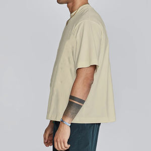 Camiseta personalizada 2025 de algodón 100% para hombre, corte holgado Beige con logotipo estampado en 3D, cómoda y elegante - Product Image 6