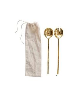 Juego de cuchara de servidor de ensalada de latón hecho a mano de diseño moderno, juego de cuchara de nuevo diseño al por mayor, fabricante en India - Product Image 3