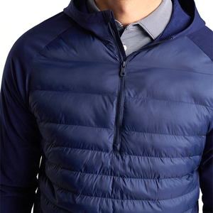Veste matelassée d'hiver pour homme en toile imperméable et coupe-vent avec fermeture éclair semi-zippée et doublure en fourrure de mouton, style décontracté - Product Image 6
