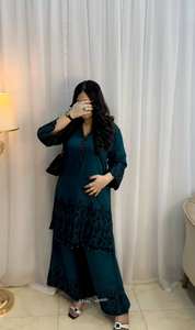 Detalles de cuentas de retazos de inspiración moderna ROMAN SEDA ALGODÓN Secado rápido Salwar Kameez Set Formal Anarkali para fiestas - Product Image 4