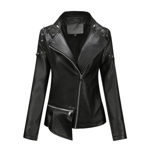 แจ็กเก็ตหนังสำหรับผู้หญิง, แจ็กเก็ตหนัง2025ธรรมดาแจ็กเก็ตขี่มอเตอร์ไซค์ฤดูหนาวมีซิป - Product Image 5