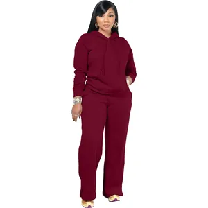 Ever Glow Women Plus Size <b>Maroon</b> Hooded Polyester/Cotton Hip Hop 2 1 Tracksuit Full Sleeve Solid Color Casual Regular Fit Side - Product Image 5