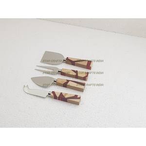 High Quality 18/10 Stainless Steel Flatware Sets with Wood & Resin Handle Cutlery MOQ 100 Set for Wedding and Christmas - Product Image 4