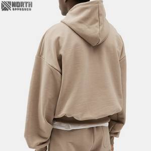 Baggy recadrée à capuche hommes blanc graphique à capuche sans ficelle français éponge 100% coton surdimensionné poids lourd 450 gsm à capuche - Product Image 3