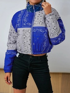 Veste bouffante à la mode chaude d'hiver pour femmes fermeture à glissière complète manches longues respirant tissé - Product Image 3