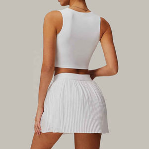 Ensemble de vêtements de tennis décontractés pour femmes sur mesure, respirant, 2 pièces, avec jupe mi-longue à taille empire et polo - Product Image 4