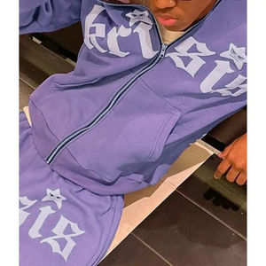 Survêtement en éponge de qualité supérieure personnalisé 2 pièces 100% coton survêtements fermeture éclair complète sweat à capuche pour hommes et ensemble de pantalons de survêtement de jogging pour hommes - Product Image 4