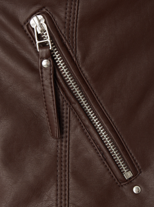 แจ็กเก็ตหนังวินเทจของผู้หญิงเสื้อเย็บอย่างดีดีไซน์ใหม่มีซิประบายอากาศมีกระเป๋า2024ตามสั่ง - Product Image 4