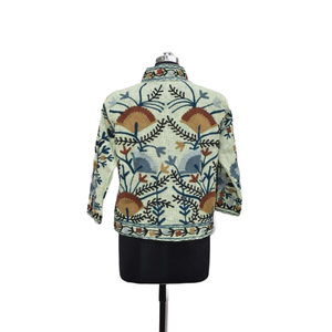 เสื้อแจ็คเก็ตผ้าฝ้าย TNT suzani ผู้หญิง, เสื้อโค้ทผ้าฝ้ายระบายอากาศลายดอกไม้สบายๆฤดูหนาว - Product Image 5