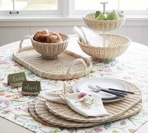 Delightful <b>White</b> Rattan <b>Bowl</b> Handwoven Wicker Basket Decorative <b>Serving</b> <b>Bowl</b> For Fruit Bread Or Home Kitchen Table Display - Product Image 4
